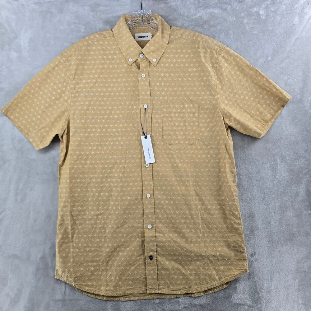 Taylor Stitch The Short Sleeve Jack Mens XL 44 Gold Diamond Organic Cotton Shirt